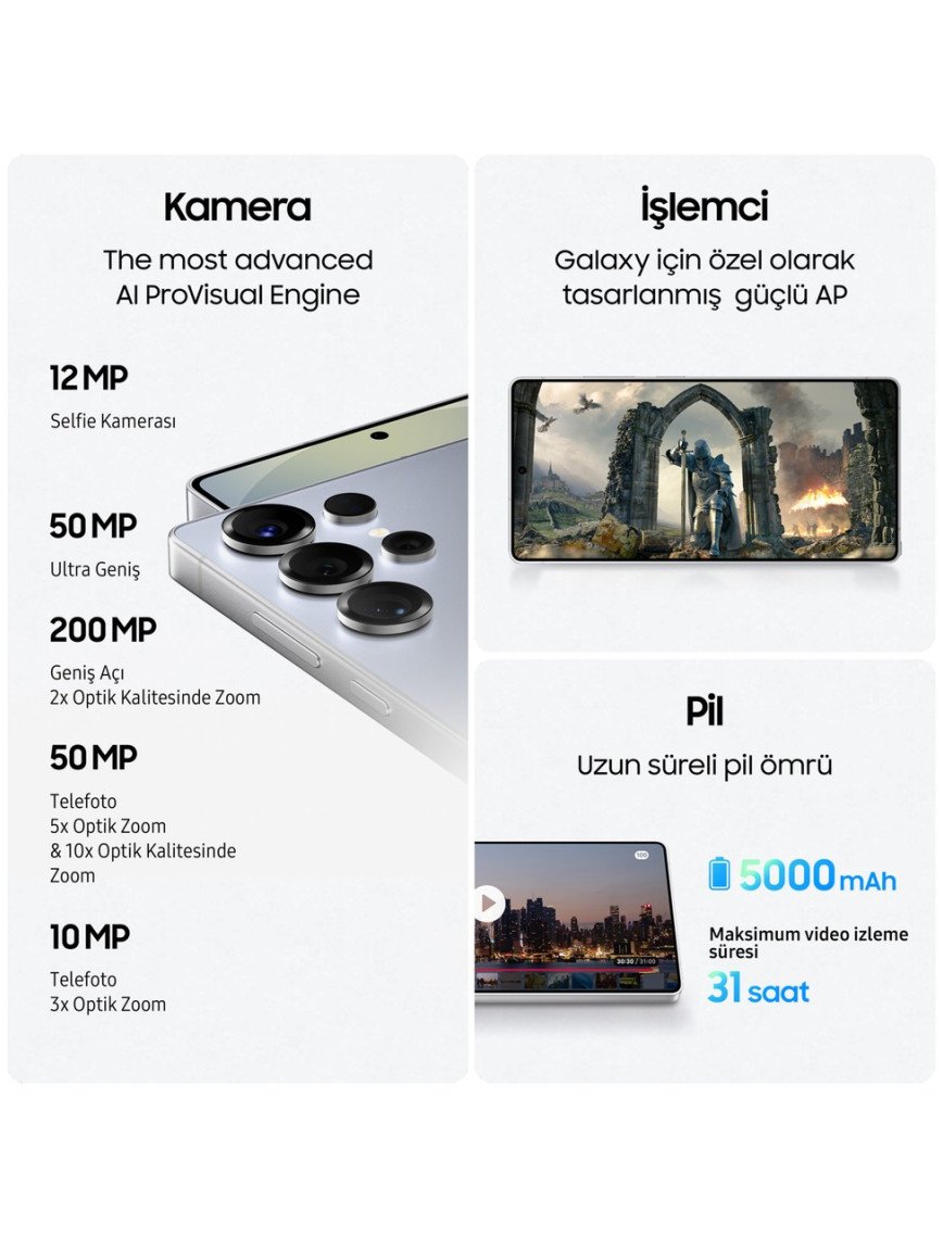 Samsung Galaxy S25 Ultra 1 Tb 12 GB Ram (Samsung Türkiye Garantili) Gri Titanyum